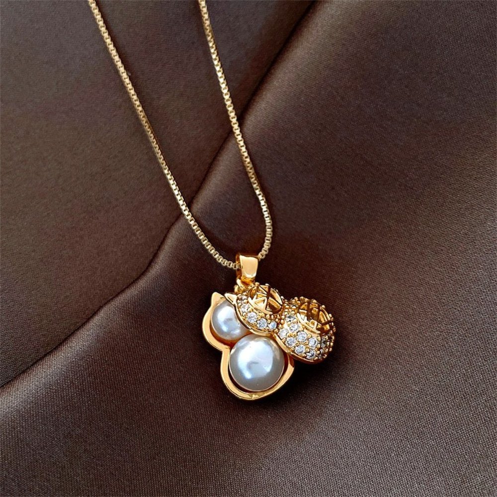 GOLICC Gold Gourd Pearl Necklace